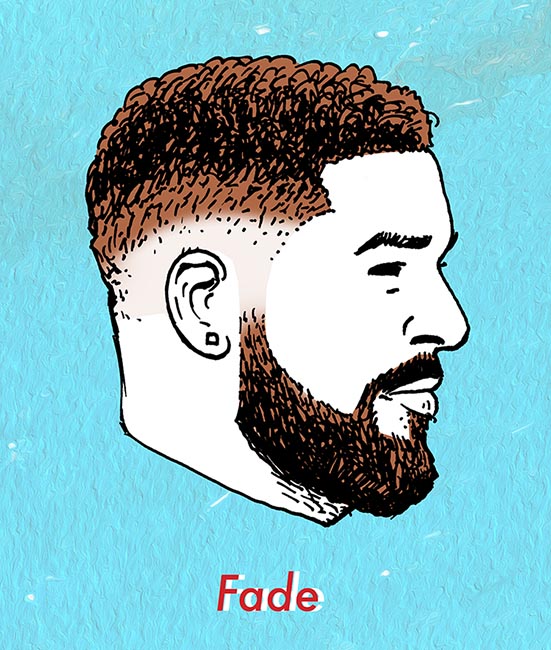 illustration of fade haircut for men. 