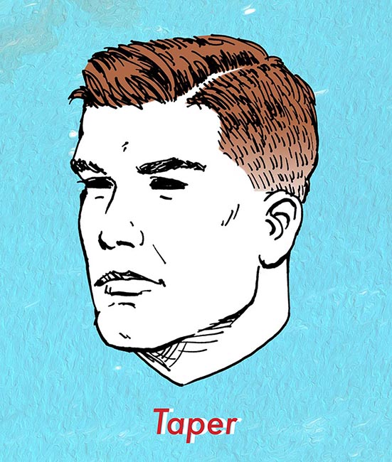 illustration of taper haircut for men. 
