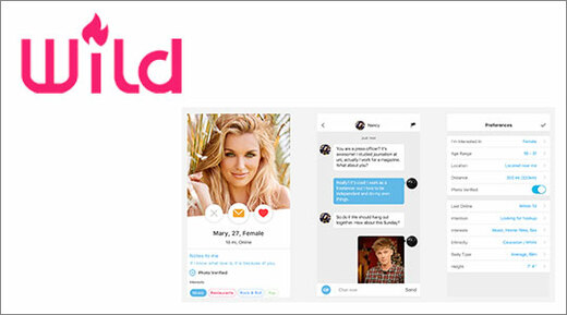 Wild dating app logo and smartphone screenshots